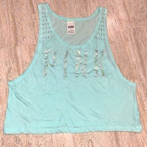 💕2 for $25 PINK VICTORIA SECRET CROPPED ACTIVE TANK TOP WITH RHINESTONE  SZ S